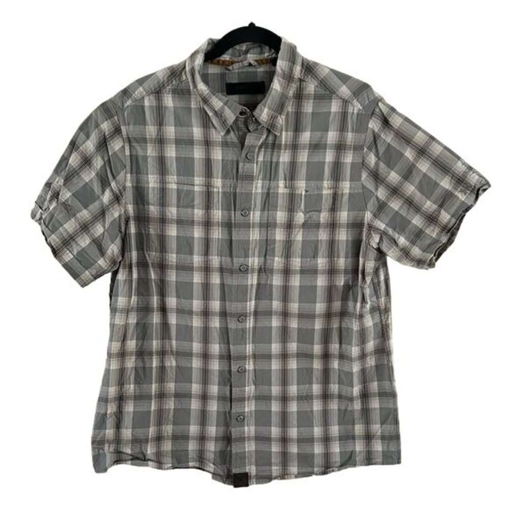 DKOTA Grizzly Button Snap Green Plaid Short Sleeve Shirt, Sz Large